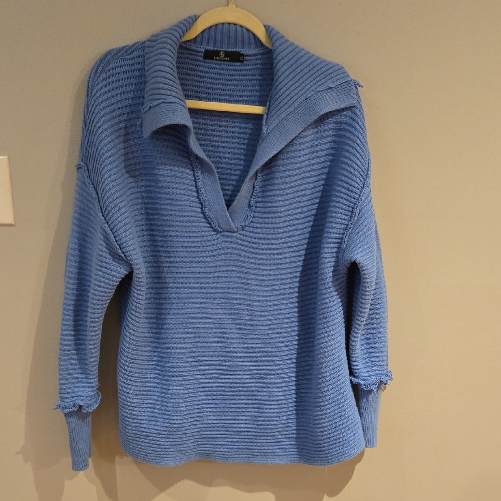 Blue Women's Lillusory  Sweater With Warn Detail Size XL